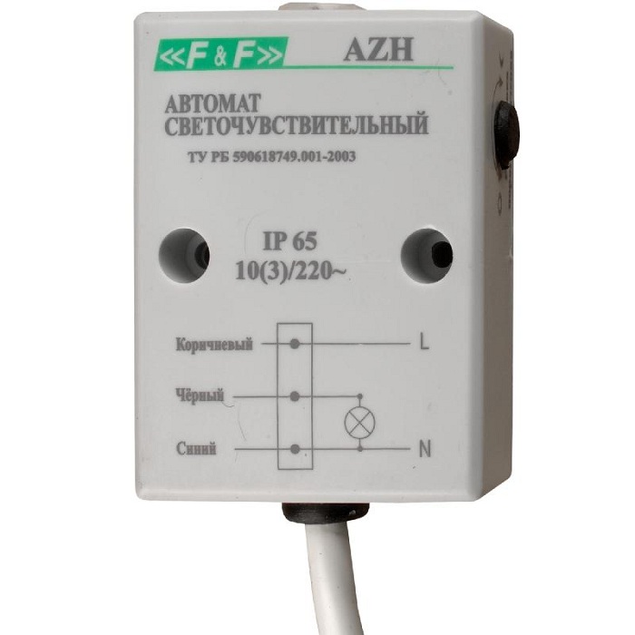 Фотореле AZH-S Евроавтоматика f&f EA01.001.007. Фотореле f&f az-112 плюс, с выносным герметичным фотодатчиком EA01.001.014. Уличное фотореле ip65. Светочувствительный автомат. F f автоматика